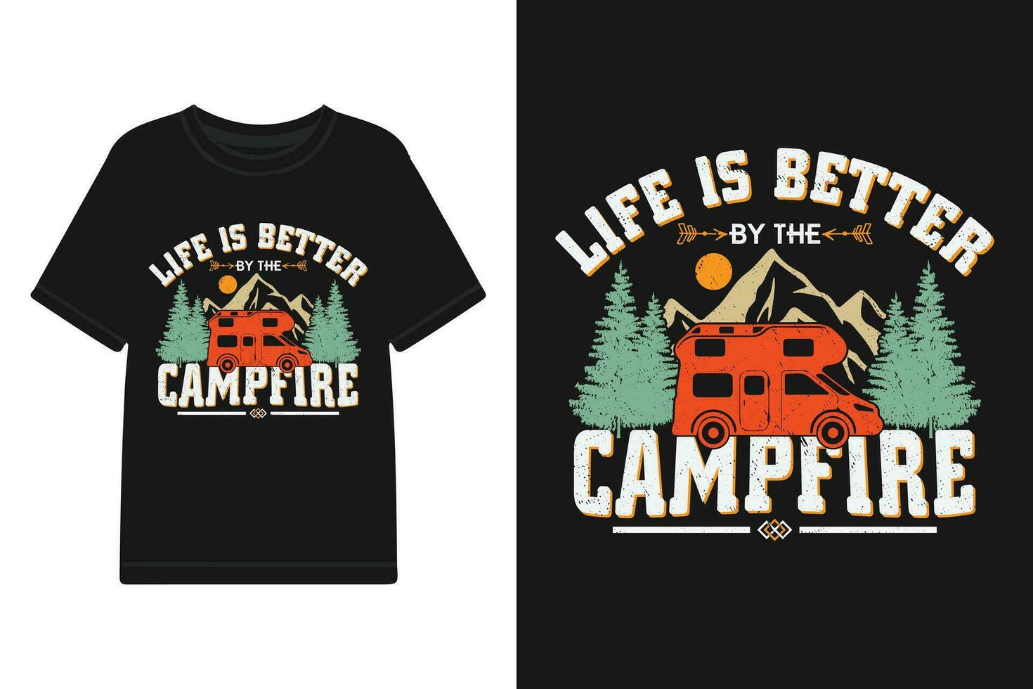 camper t overhemd ontwerpen, camping t-shirt ontwerp vector bestanden, camper buitenshuis avontuur motiverende typografie ontwerp