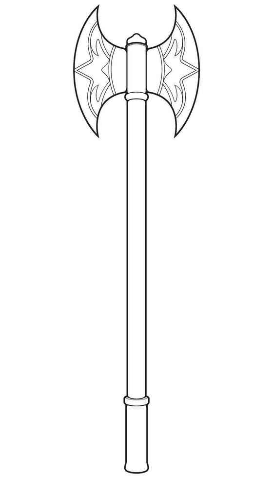 schets middeleeuws bijl vector wapen. vector hand- getrokken illustratie geïsoleerd Aan wit achtergrond.