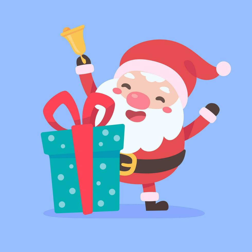 de kerstman claus en geschenk dozen Kerstmis kaart decoratief elementen vector