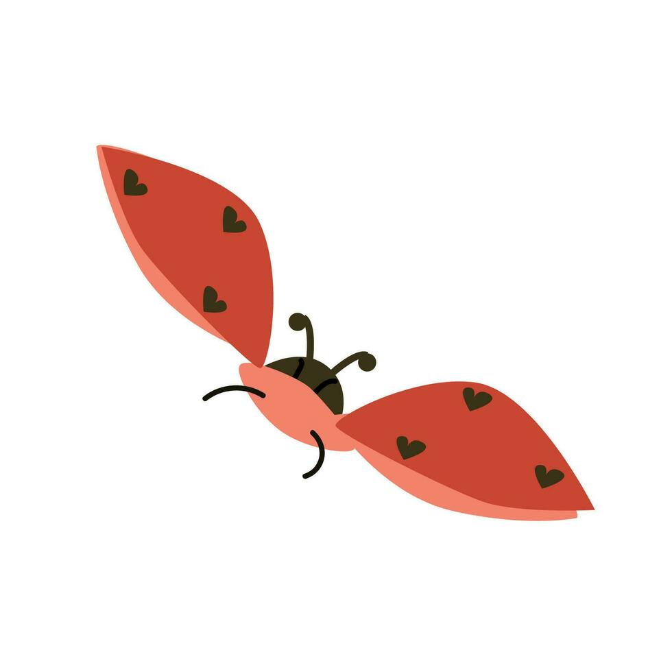 vliegend liefdesbeestje of ledybug in een vlak ontwerp tekenfilm vector