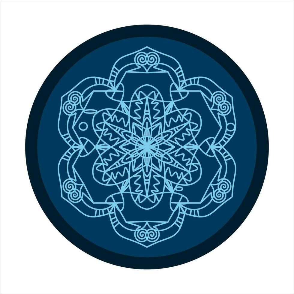 decoratief bord, circulaire blauw patroon top visie vector