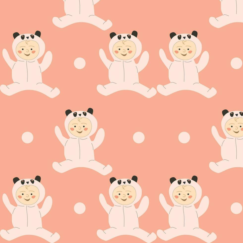 aanbiddelijk baby meisje in een kostuum panda patroon vector