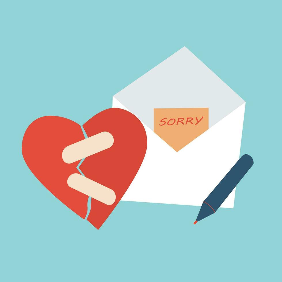 de concept van verzoening dag hart en mail vector