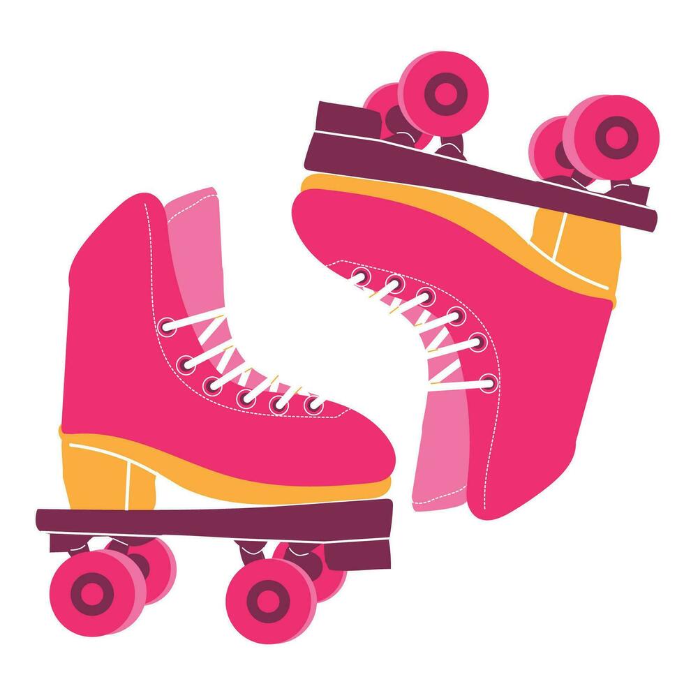 80s en 90s retro rol skates in helder karmozijn vector