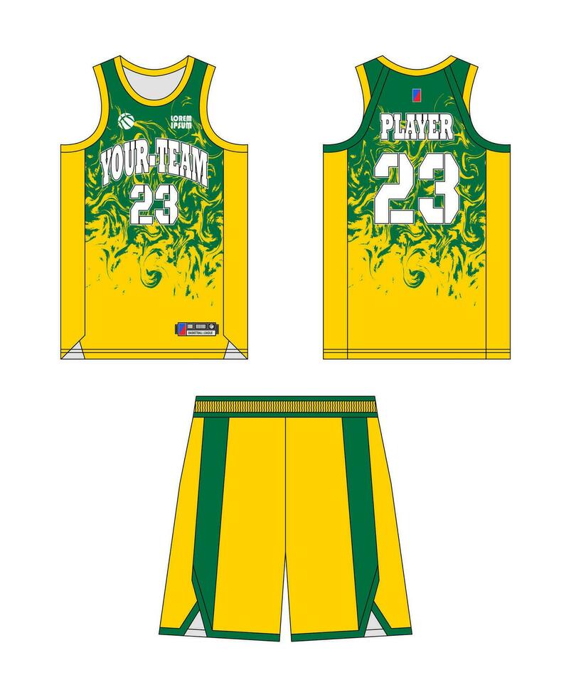 basketbal Jersey sjabloon ontwerp, basketbal uniform mockup ontwerp, vector sublimatie sport- kleding ontwerp, Jersey basketbal ideeën.