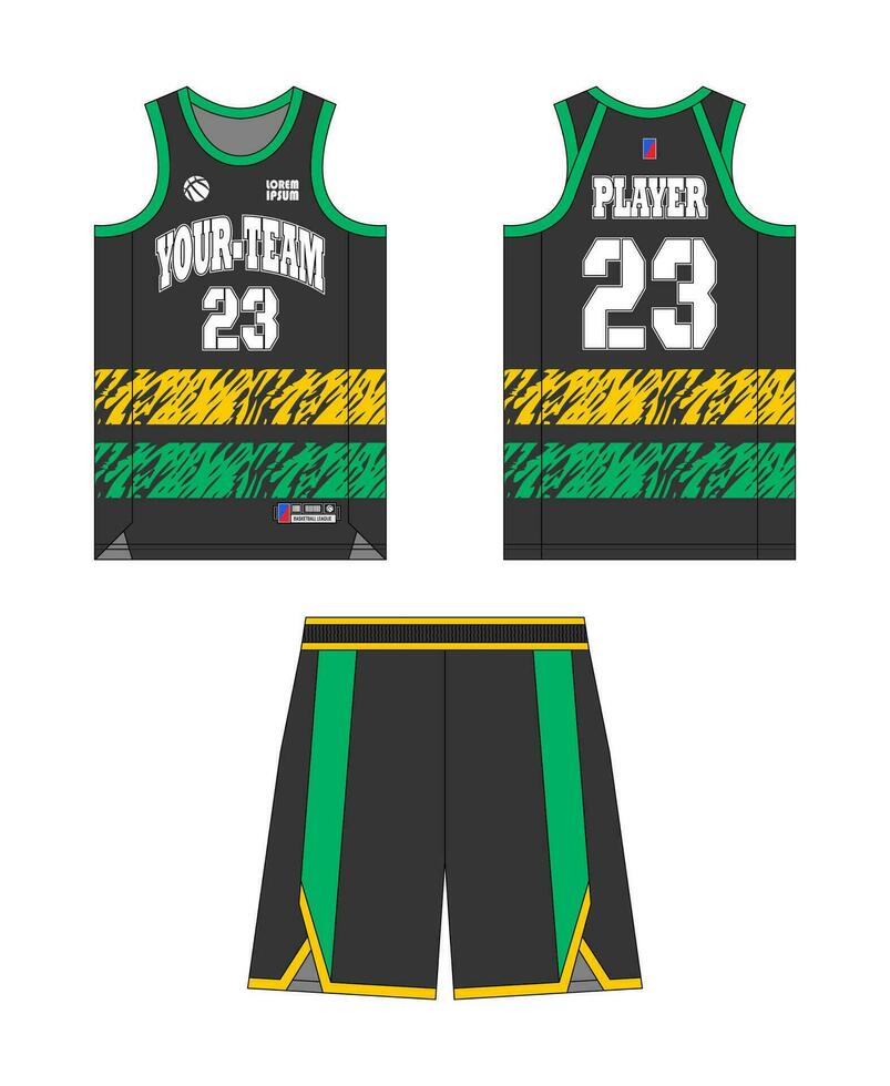 basketbal Jersey sjabloon ontwerp, basketbal uniform mockup ontwerp, vector sublimatie sport- kleding ontwerp, Jersey basketbal ideeën.