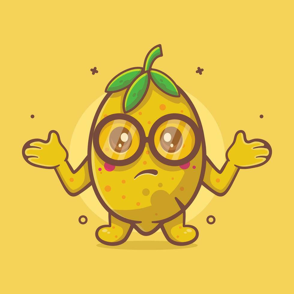 schattig citroen fruit karakter mascotte met verward gebaar geïsoleerd tekenfilm in vlak stijl ontwerp vector