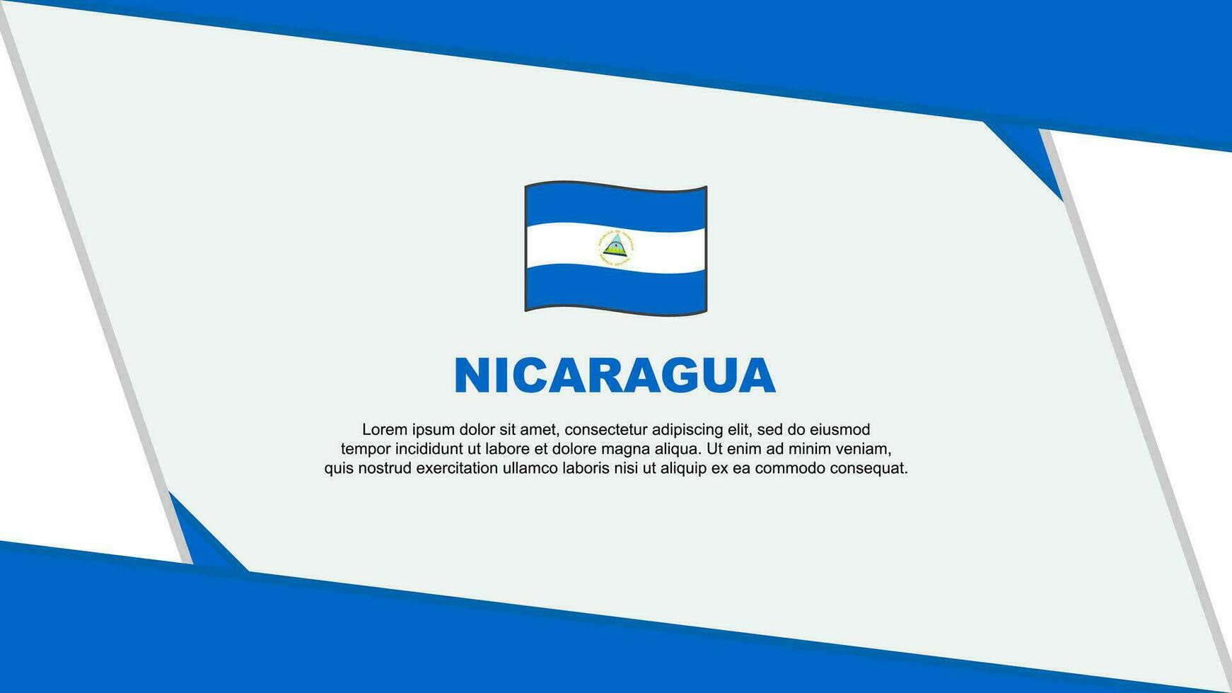 Nicaragua vlag abstract achtergrond ontwerp sjabloon. Nicaragua onafhankelijkheid dag banier tekenfilm vector illustratie. Nicaragua onafhankelijkheid dag