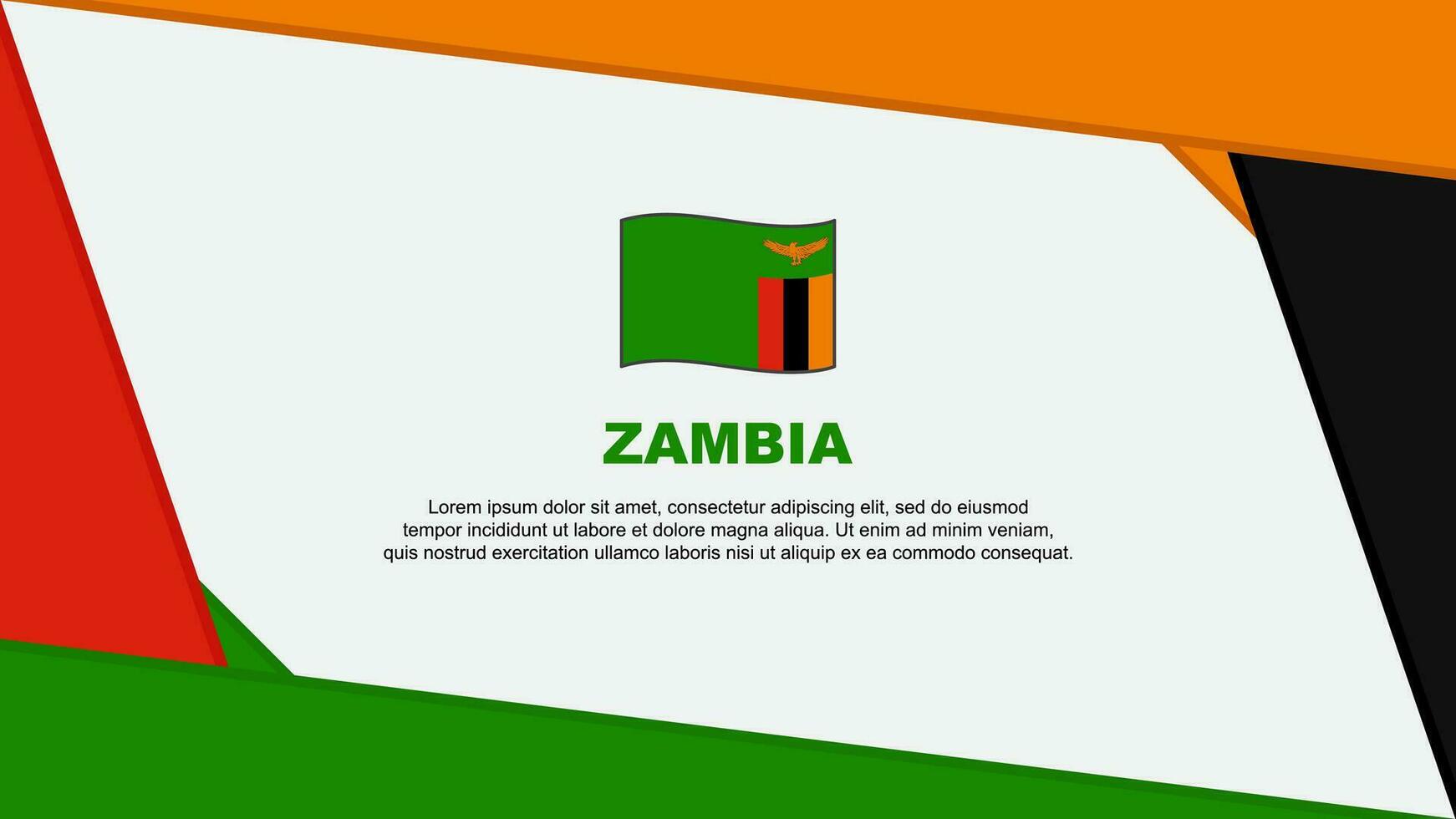 Zambia vlag abstract achtergrond ontwerp sjabloon. Zambia onafhankelijkheid dag banier tekenfilm vector illustratie. Zambia onafhankelijkheid dag