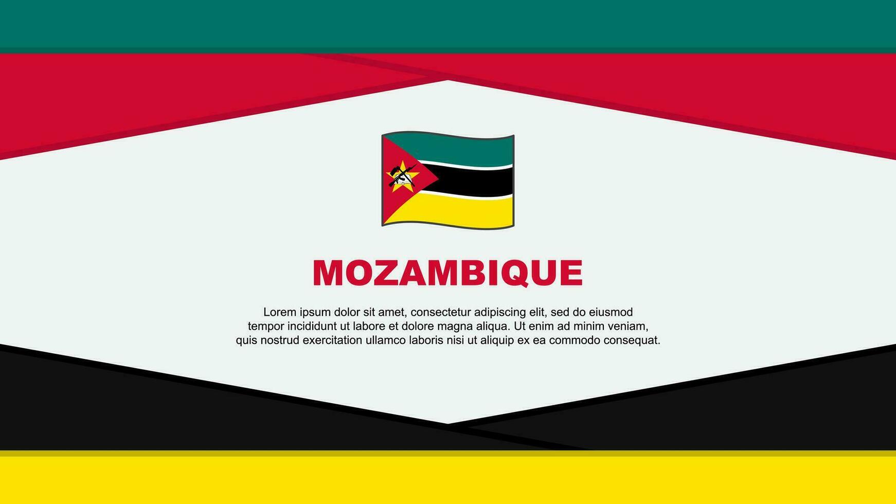 Mozambique vlag abstract achtergrond ontwerp sjabloon. Mozambique onafhankelijkheid dag banier tekenfilm vector illustratie. Mozambique vector