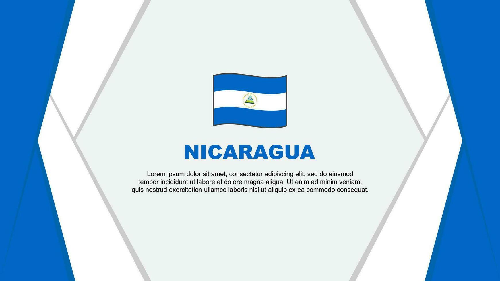 Nicaragua vlag abstract achtergrond ontwerp sjabloon. Nicaragua onafhankelijkheid dag banier tekenfilm vector illustratie. Nicaragua achtergrond