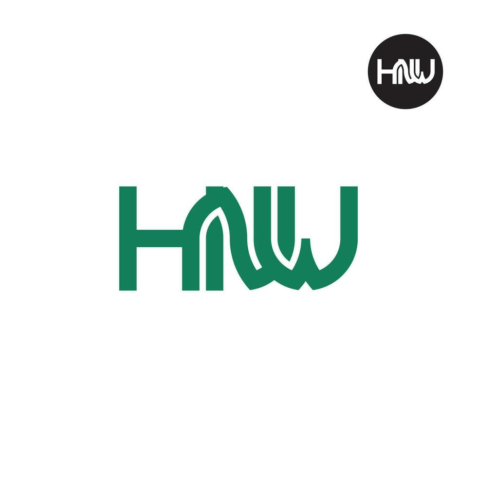 brief hnw monogram logo ontwerp vector