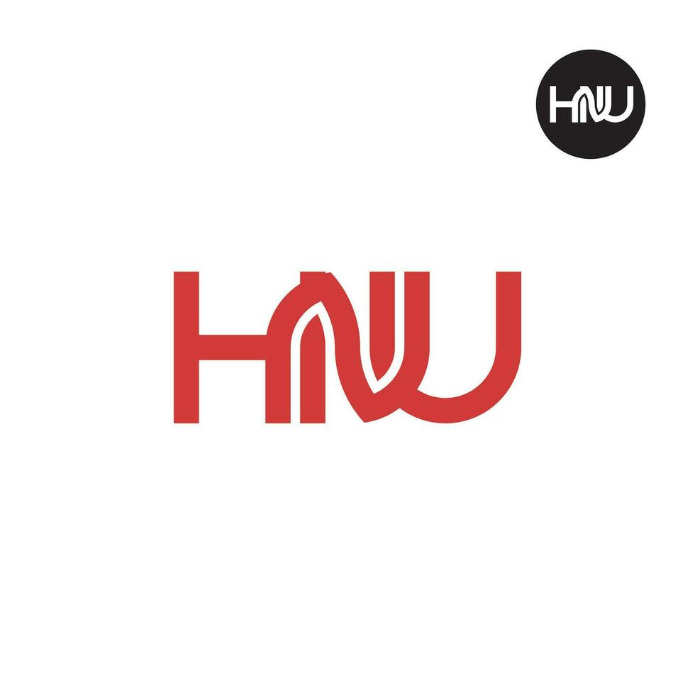 brief hnu monogram logo ontwerp vector