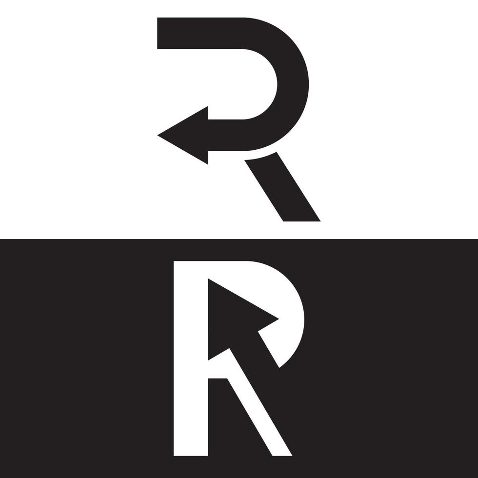 r brief met pijl logo zakelijke sjabloon vector pictogram