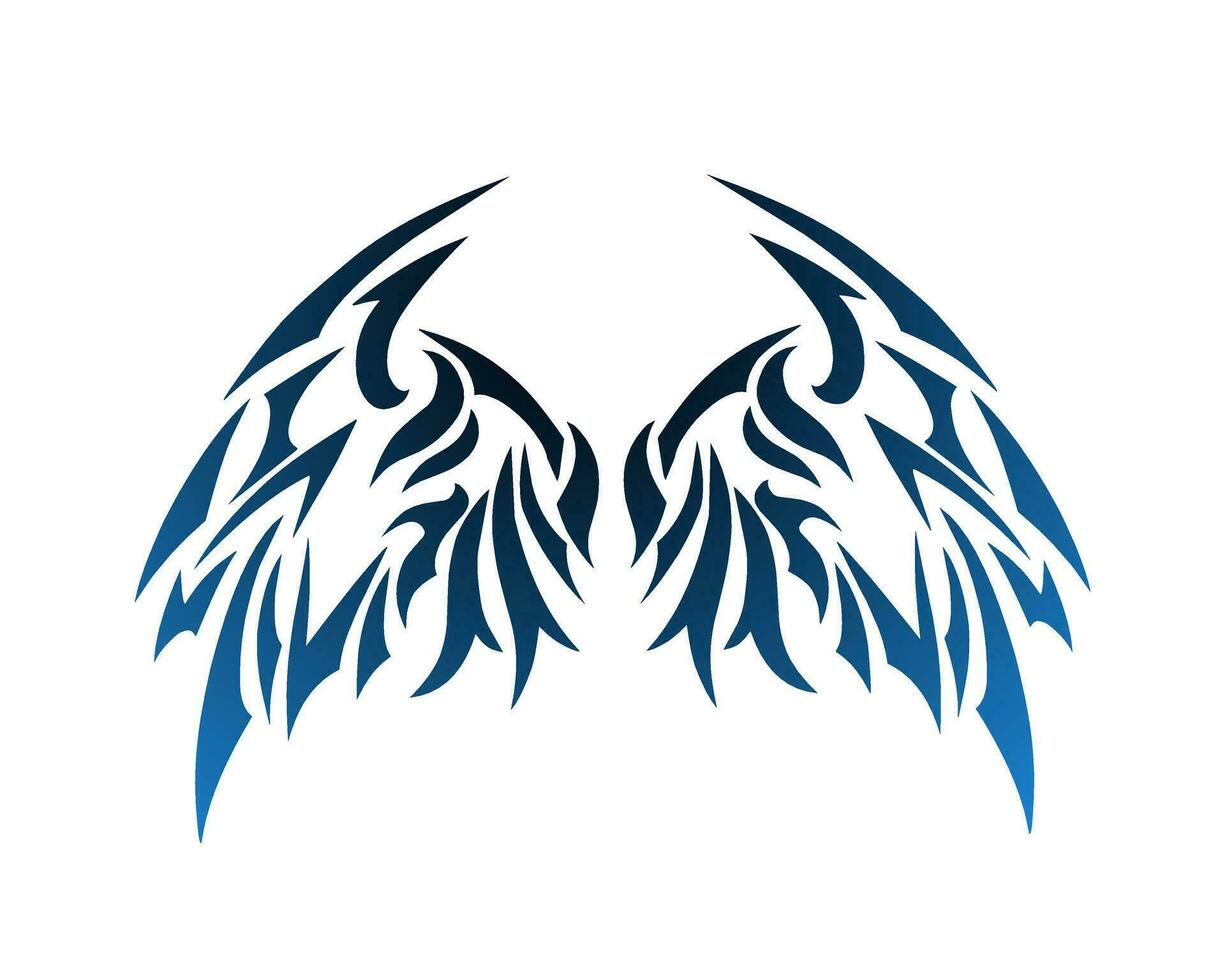 illustratie vector grafisch van ontwerp tribal kunst blauw vleugel tatoeëren geschikt voor elementen
