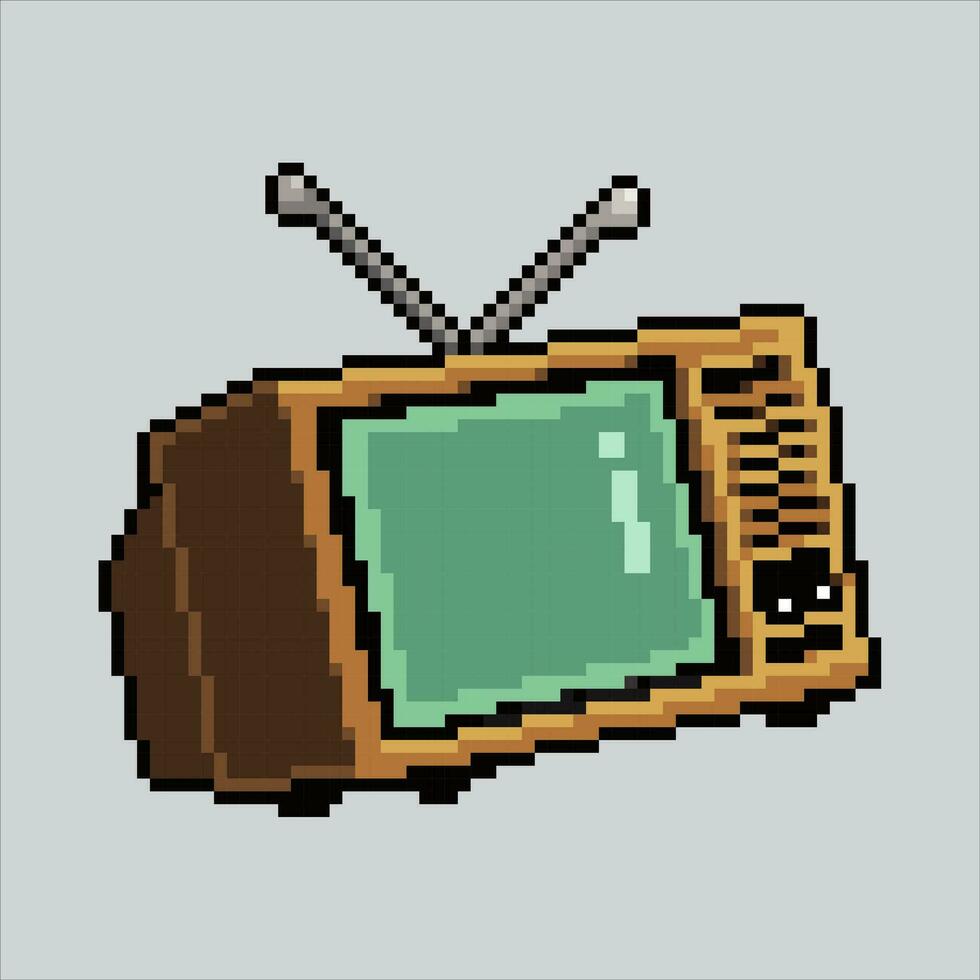 pixel kunst illustratie televisie. korrelig TV. klassiek TV elektronica icoon korrelig voor de pixel kunst spel en icoon voor website en video spel. oud school- retro. vector