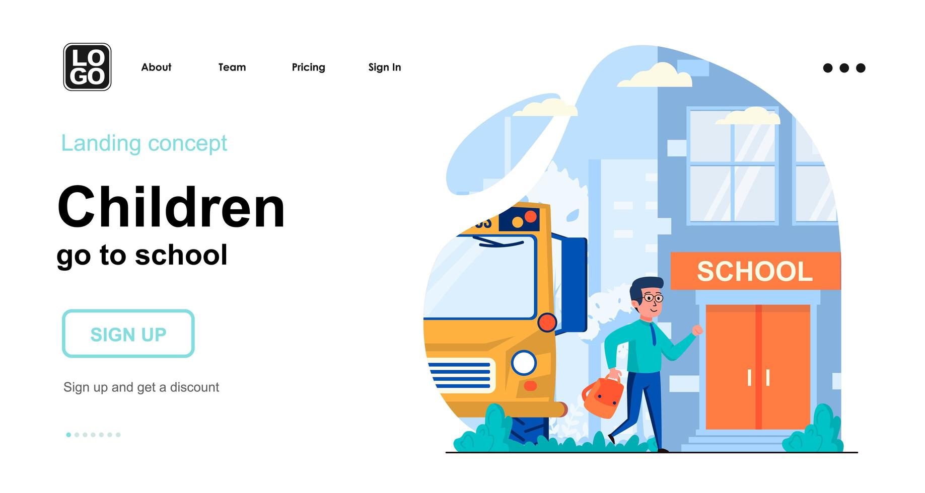 kinderen gaan naar school webconcept vector