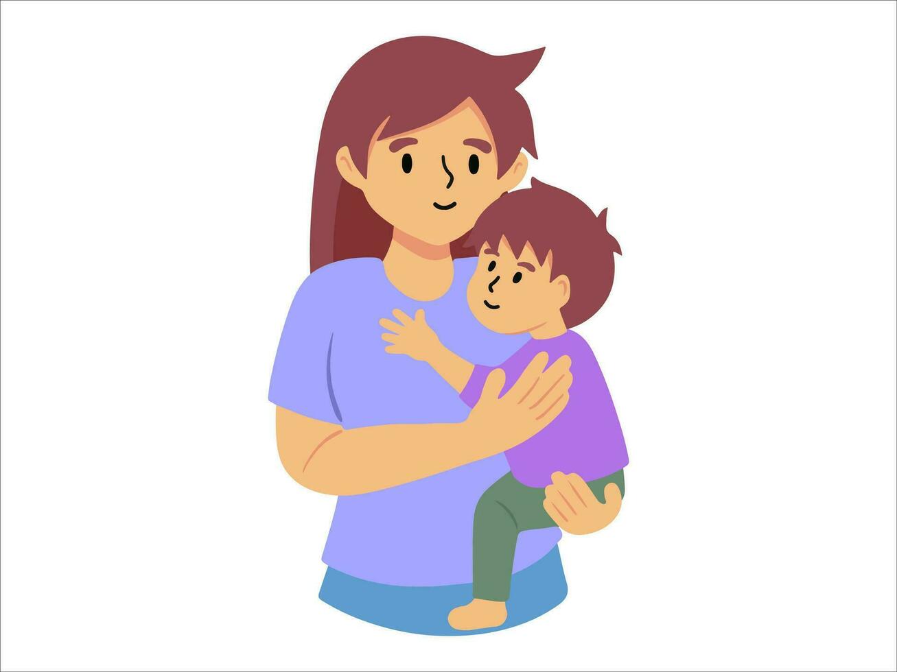 mam Holding baby of mensen karakter illustratie vector