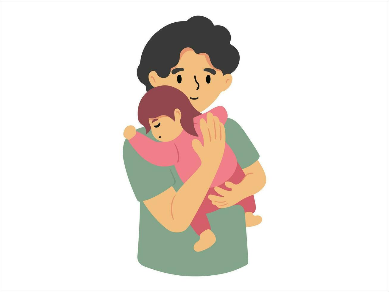 vader Holding baby of avatar icoon illustratie vector