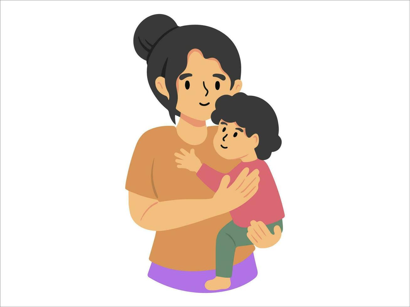 mam Holding baby of mensen karakter illustratie vector