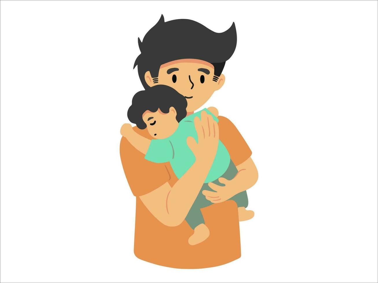 vader Holding baby of avatar icoon illustratie vector