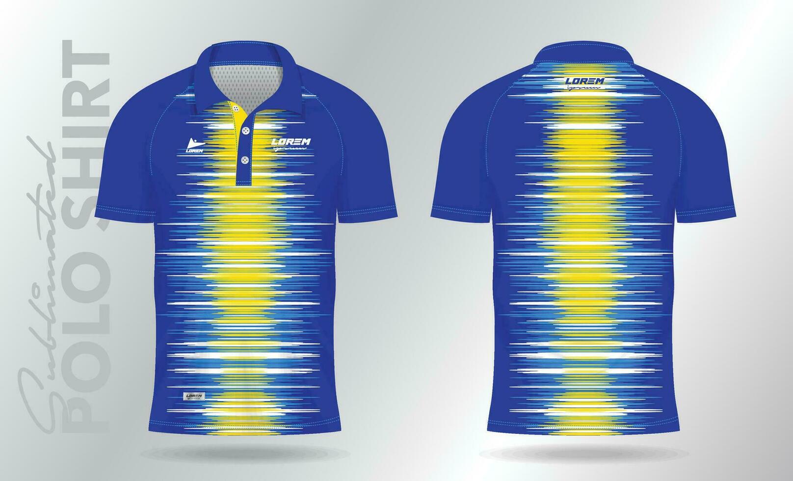 blauw en geel polo mockup overhemd sjabloon ontwerp voor badminton Jersey, tennis, voetbal, Amerikaans voetbal of sport uniform vector