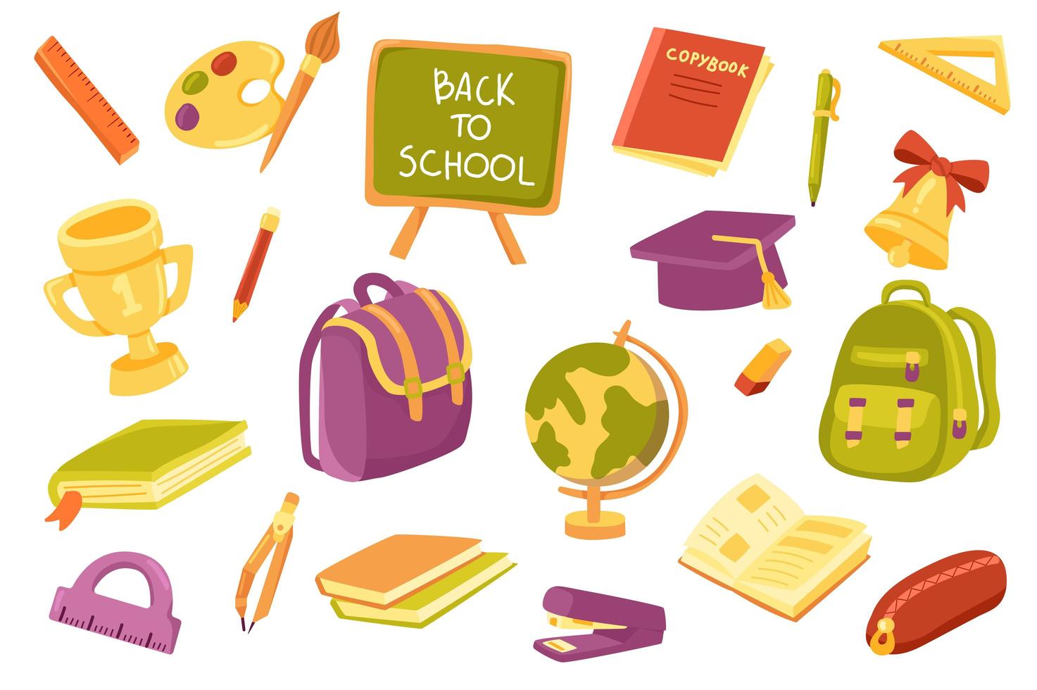 school aanbod leuke stickers geïsoleerde set vector