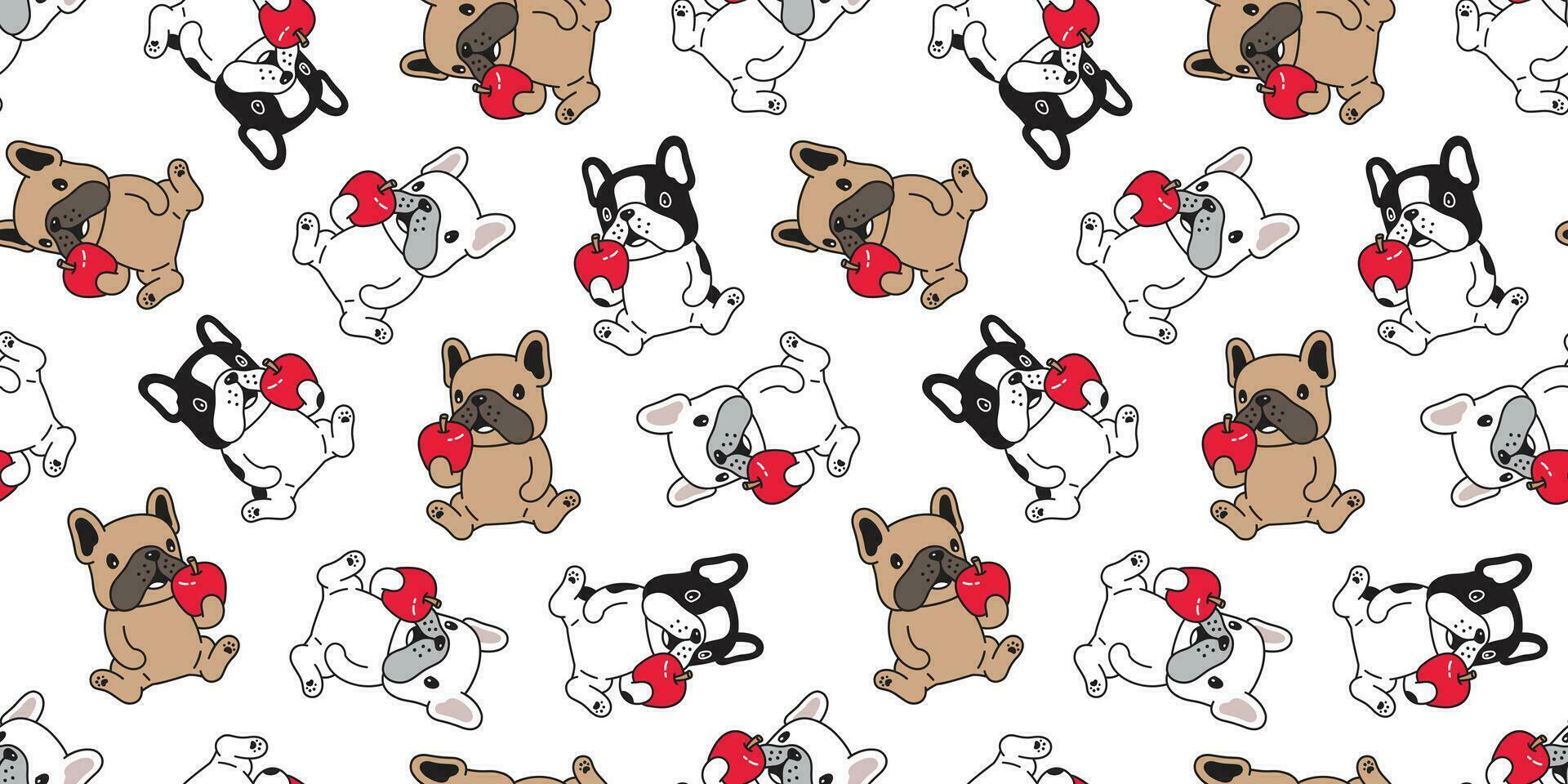 hond naadloos patroon vector Frans bulldog appel tekenfilm sjaal geïsoleerd herhaling behang achtergrond tegel tekening illustratie ontwerp