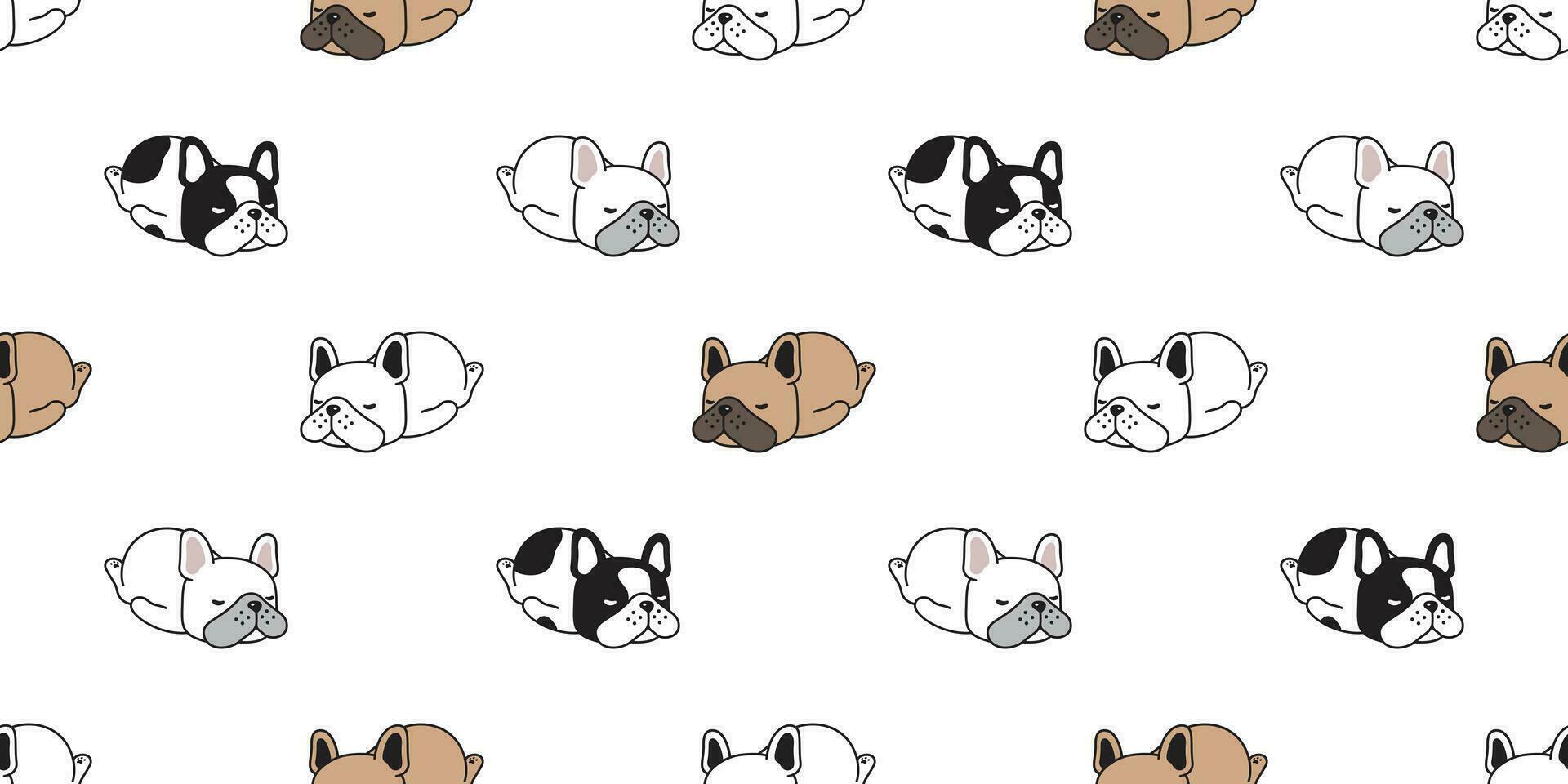 hond naadloos patroon vector Frans bulldog slapen tekenfilm sjaal geïsoleerd herhaling achtergrond tegel behang illustratie ontwerp