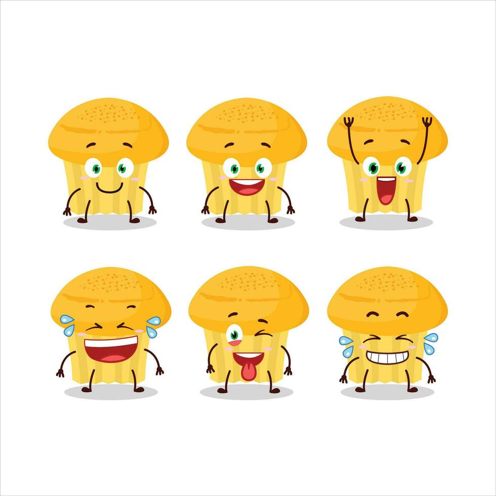 tekenfilm karakter van kaas muffin met glimlach uitdrukking vector