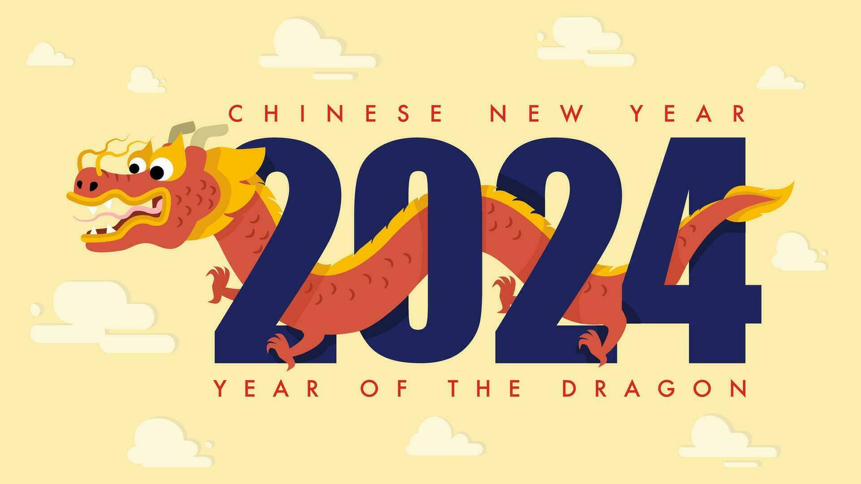 Chinese nieuw jaar, jaar van de draak, vector illustratie achtergrond