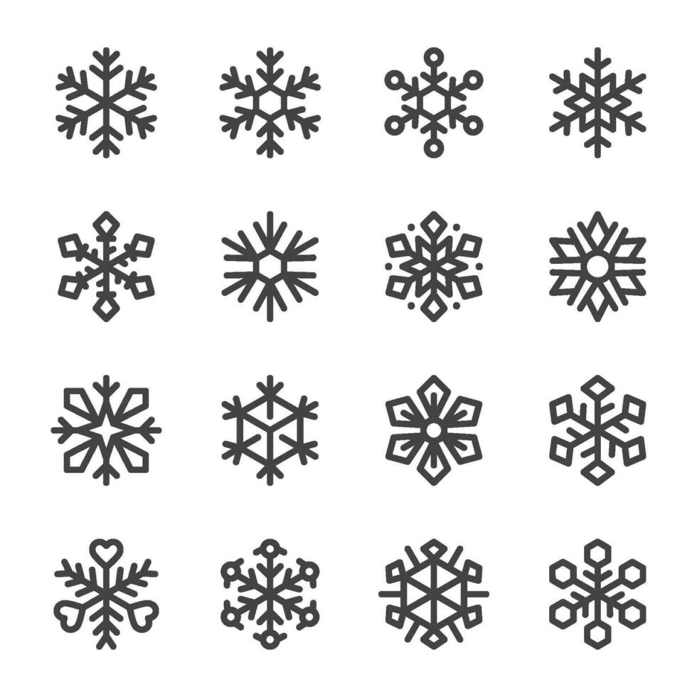 sneeuwvlok icoon instellen, vector en illustratie