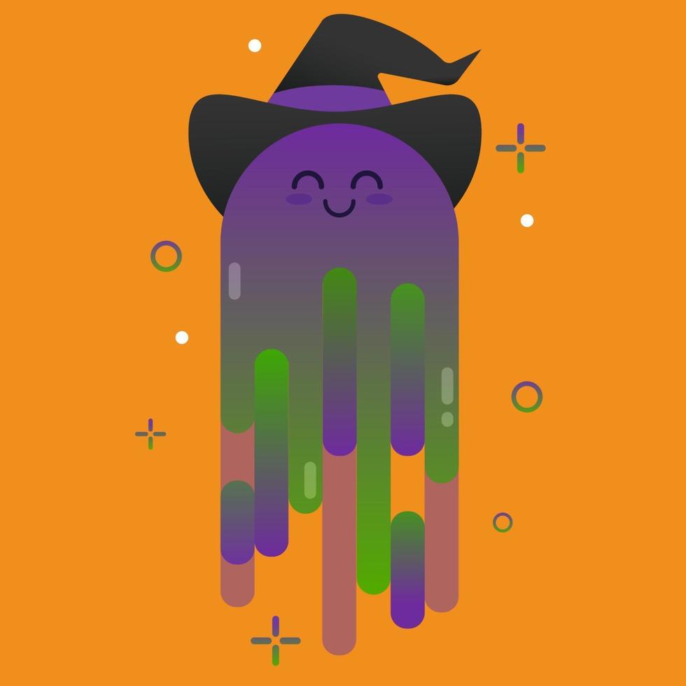 schattig halloween-spook met een hoed. vector