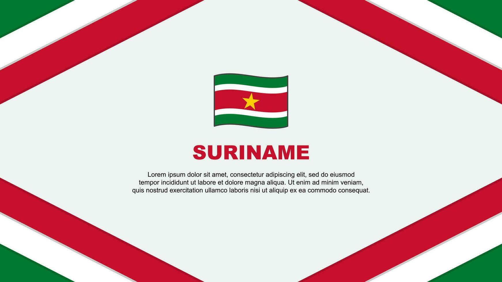 Suriname vlag abstract achtergrond ontwerp sjabloon. Suriname onafhankelijkheid dag banier tekenfilm vector illustratie. Suriname sjabloon