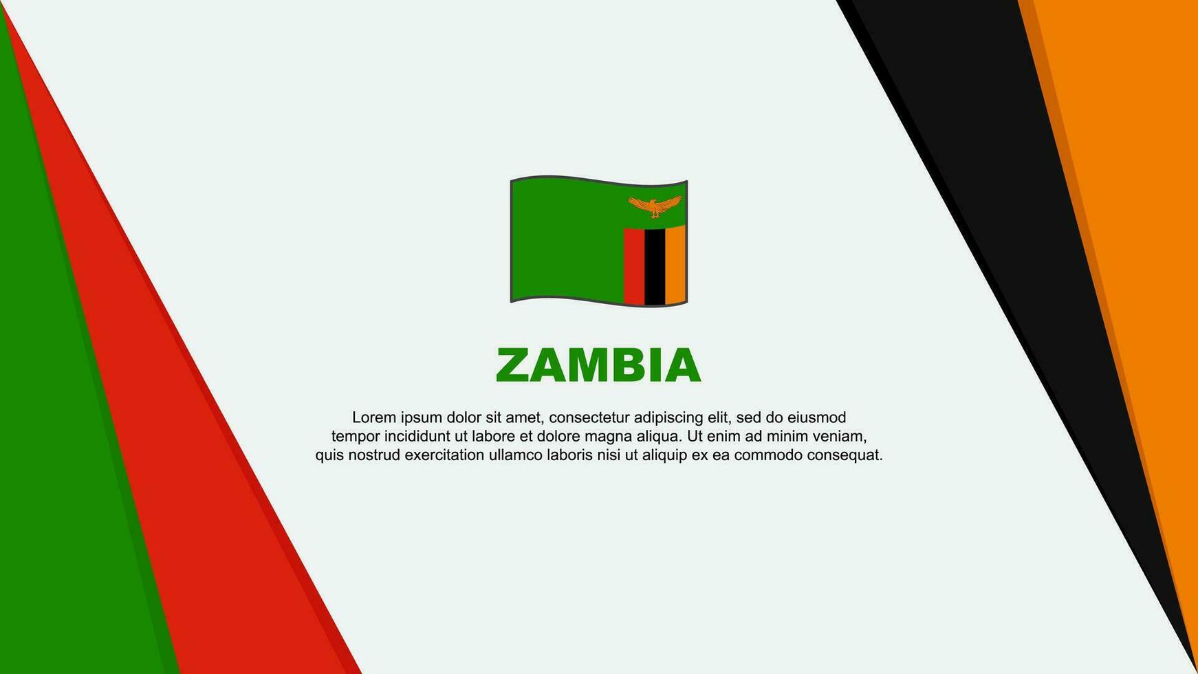 Zambia vlag abstract achtergrond ontwerp sjabloon. Zambia onafhankelijkheid dag banier tekenfilm vector illustratie. Zambia vlag