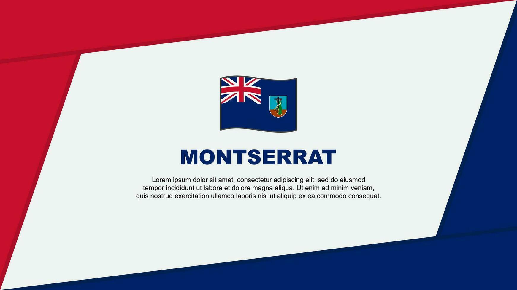 Montserrat vlag abstract achtergrond ontwerp sjabloon. Montserrat onafhankelijkheid dag banier tekenfilm vector illustratie. Montserrat banier