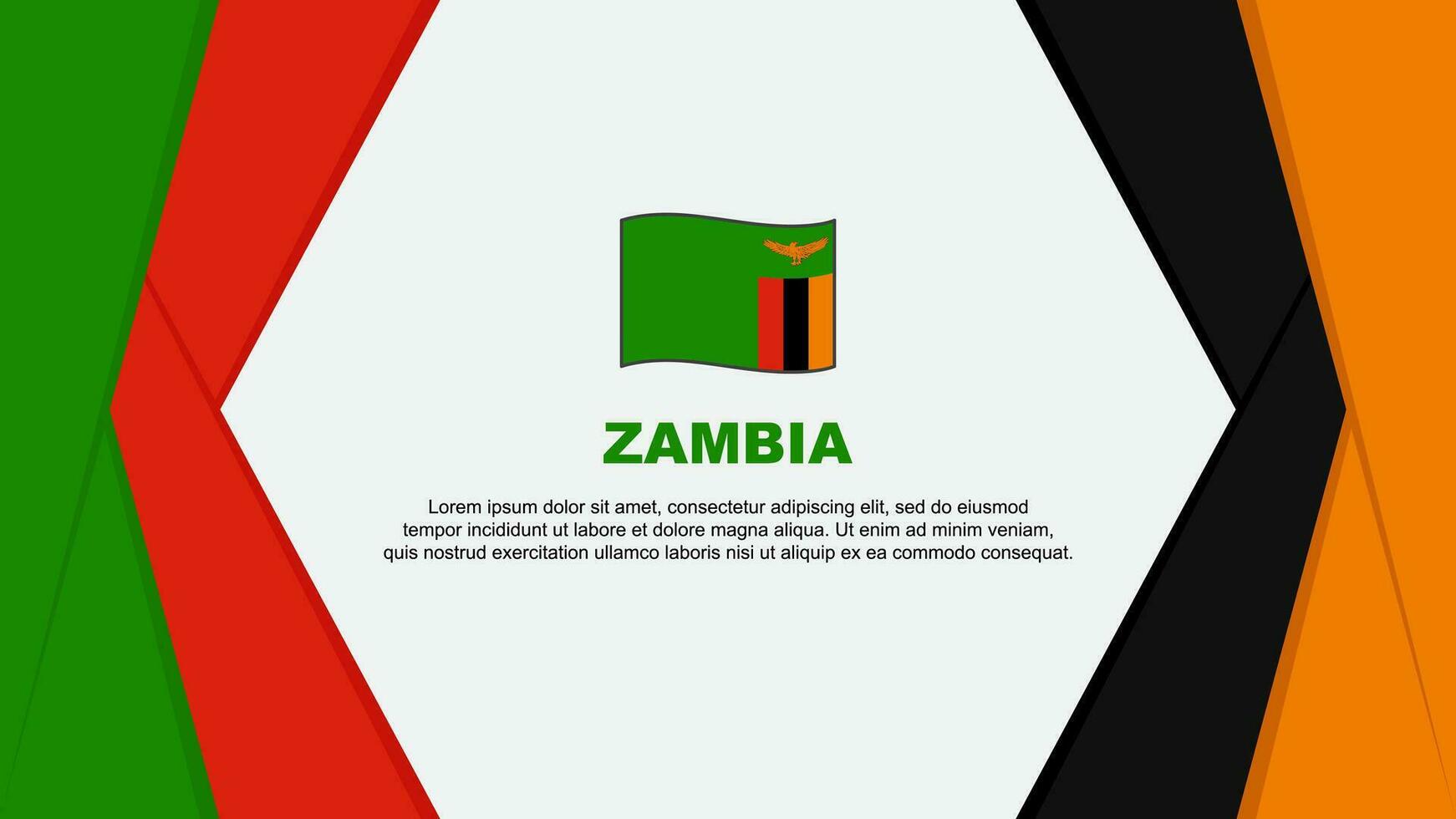 Zambia vlag abstract achtergrond ontwerp sjabloon. Zambia onafhankelijkheid dag banier tekenfilm vector illustratie. Zambia achtergrond