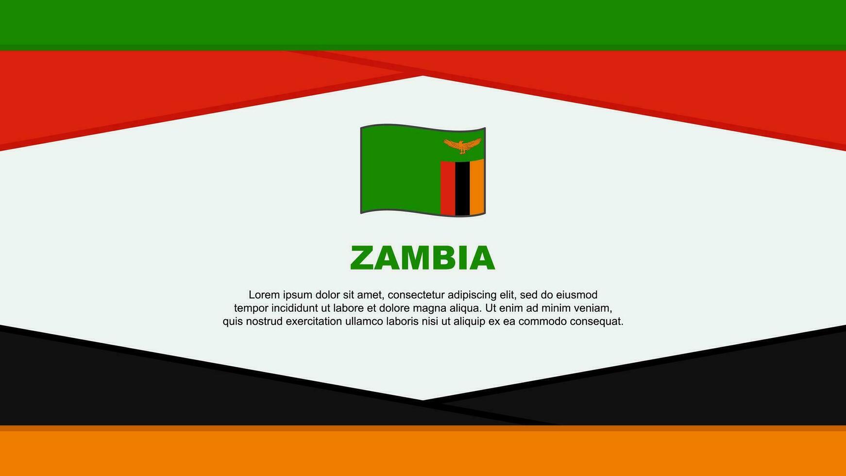 Zambia vlag abstract achtergrond ontwerp sjabloon. Zambia onafhankelijkheid dag banier tekenfilm vector illustratie. Zambia vector