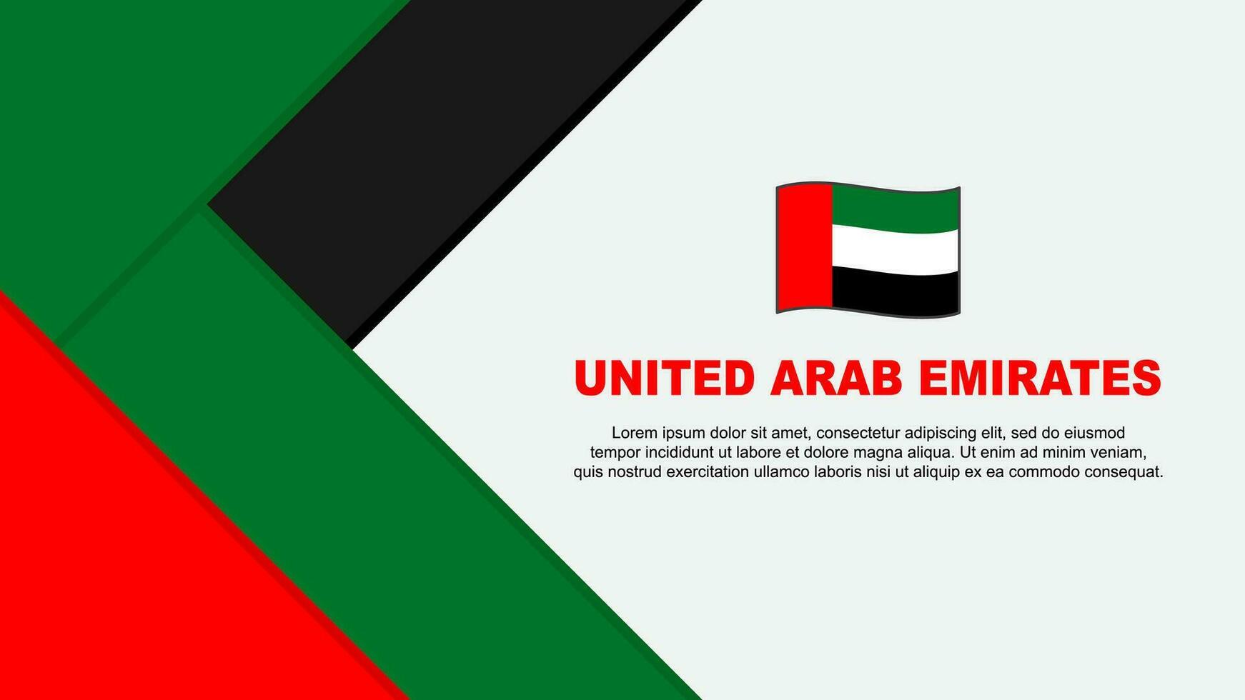 Verenigde Arabisch emiraten vlag abstract achtergrond ontwerp sjabloon. Verenigde Arabisch emiraten onafhankelijkheid dag banier tekenfilm vector illustratie. illustratie