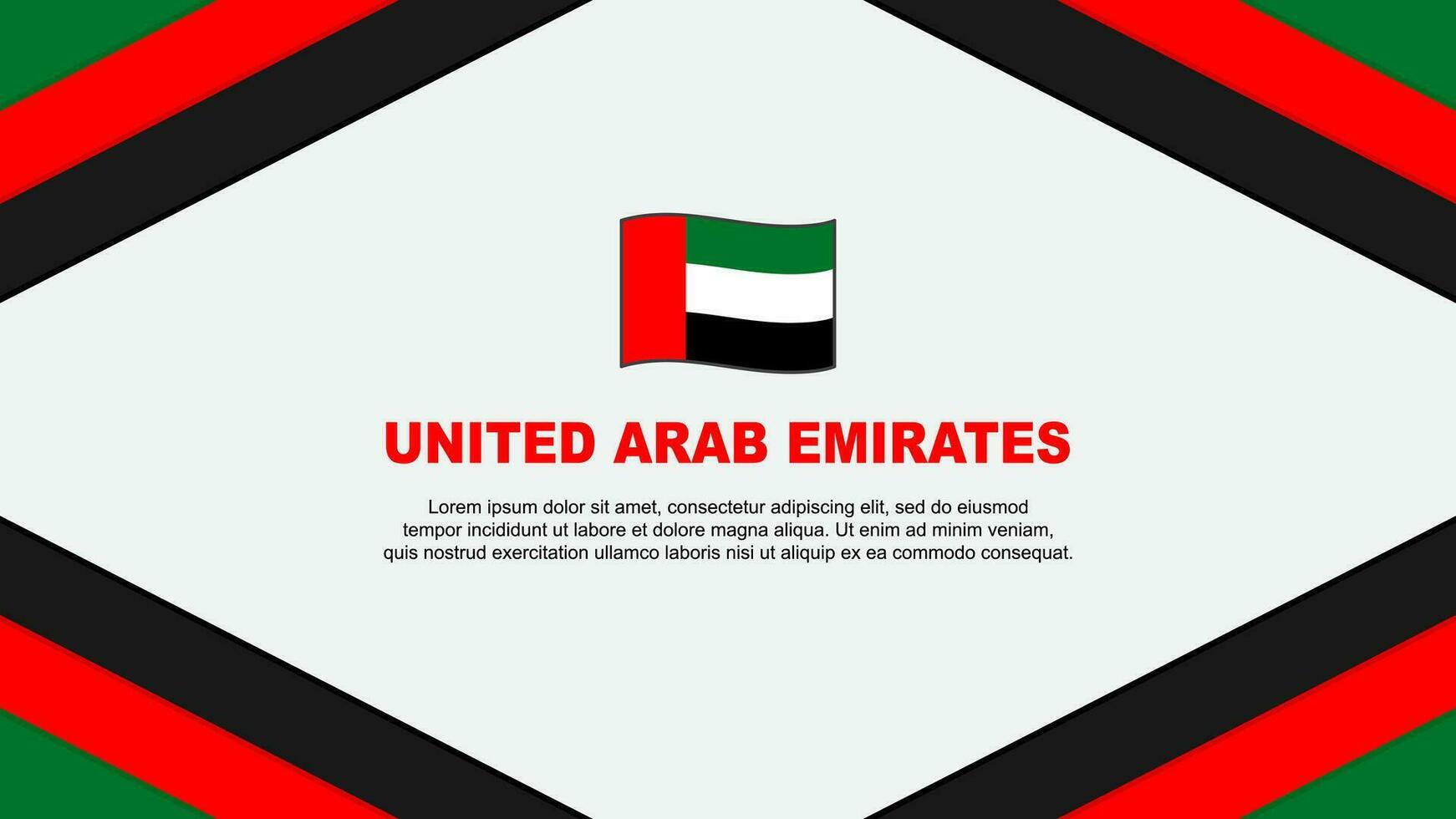 Verenigde Arabisch emiraten vlag abstract achtergrond ontwerp sjabloon. Verenigde Arabisch emiraten onafhankelijkheid dag banier tekenfilm vector illustratie. sjabloon