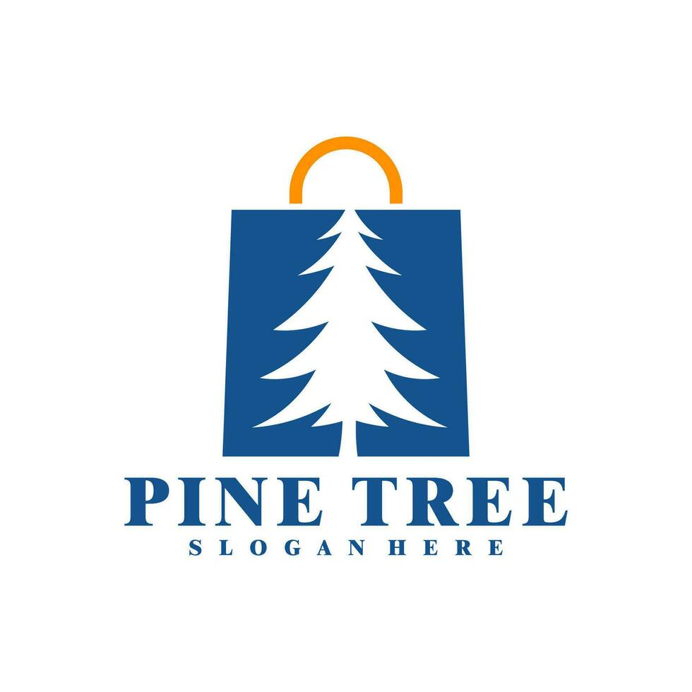 pijnboom boom met winkel logo ontwerp vector. creatief pijnboom logo concepten sjabloon vector