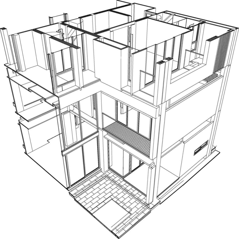 3d illustratie van woon- project vector