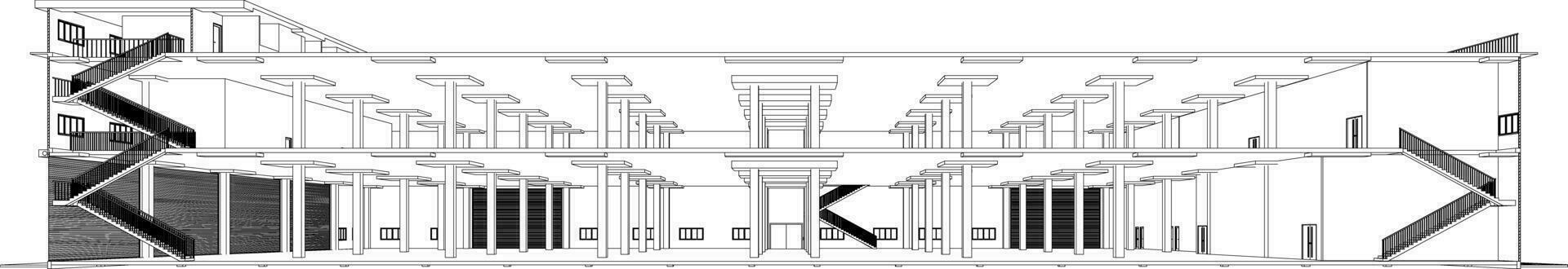 3d illustratie van industrieel gebouw vector