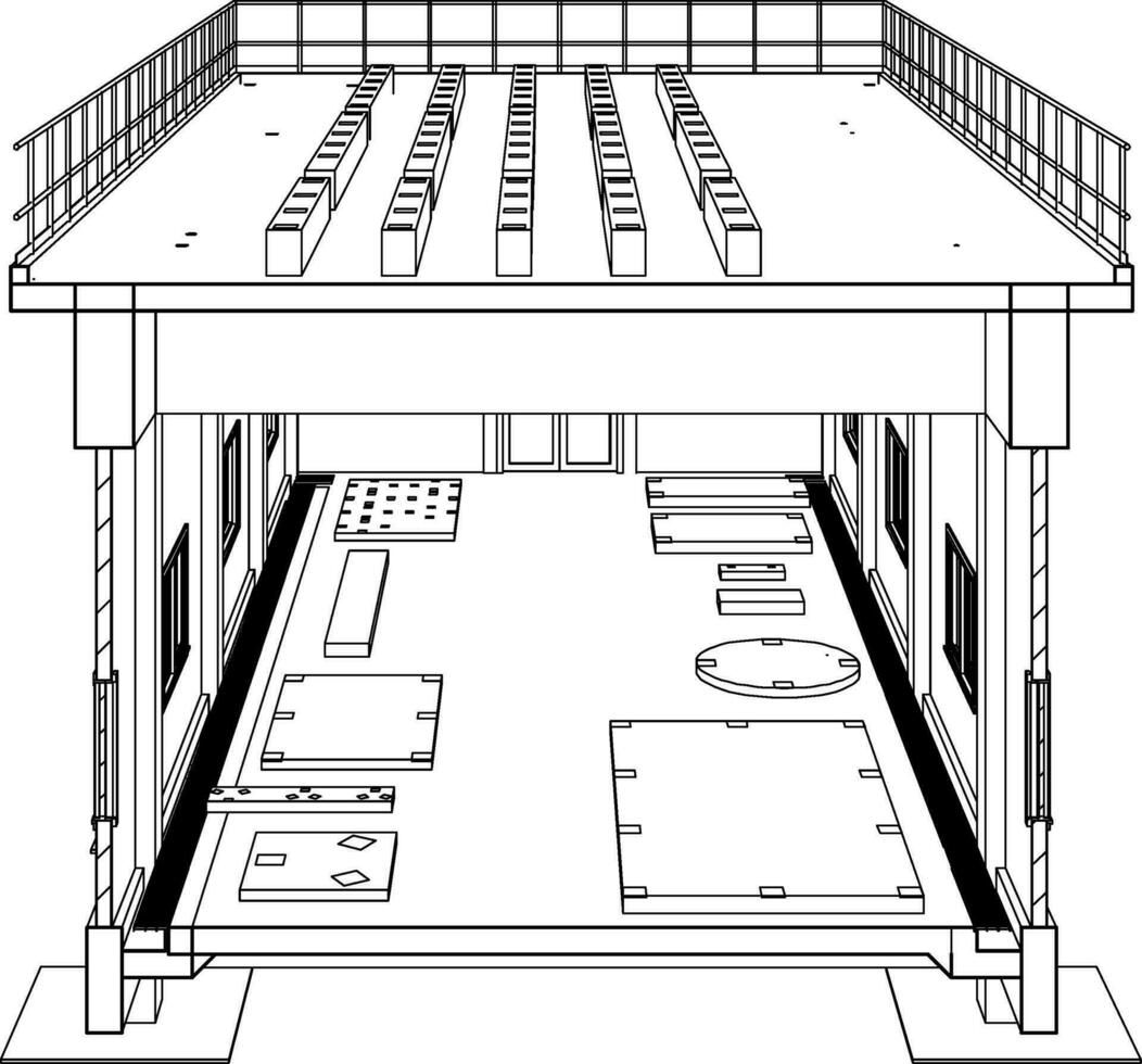 3d illustratie van industrieel gebouw vector