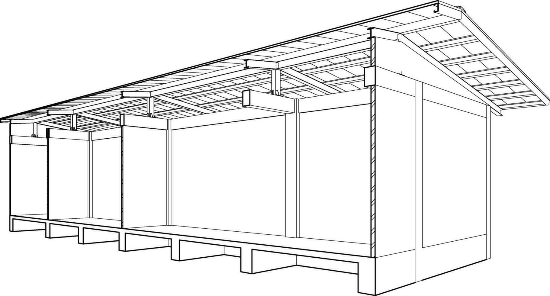 3d illustratie van industrieel gebouw vector