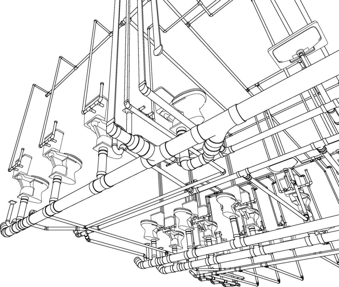 3d illustratie van gebouw leidingen vector