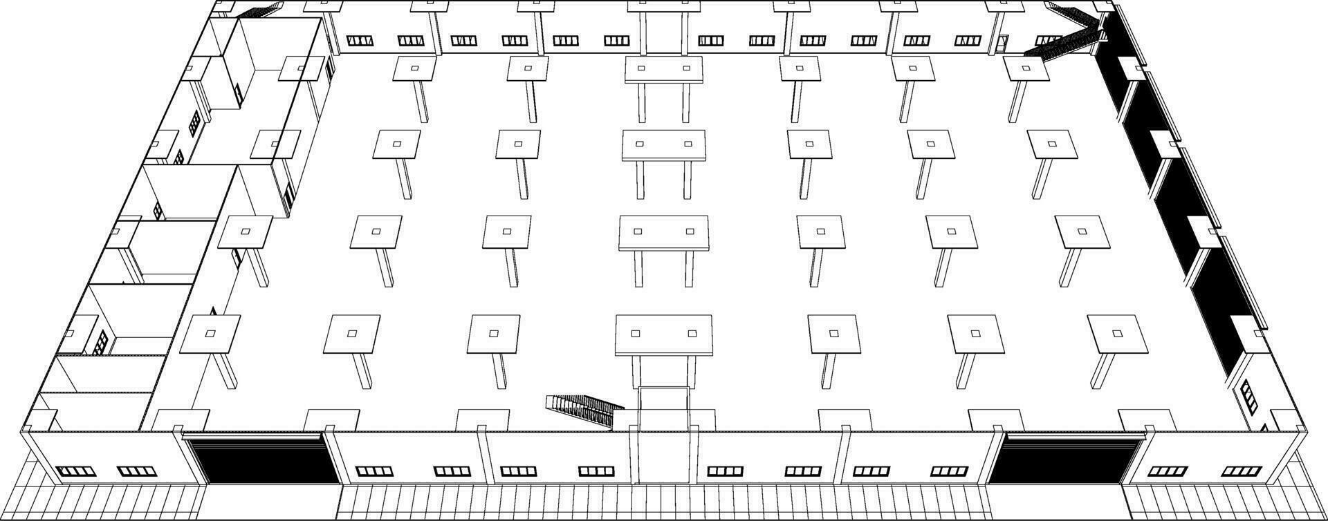 3d illustratie van industrieel gebouw vector