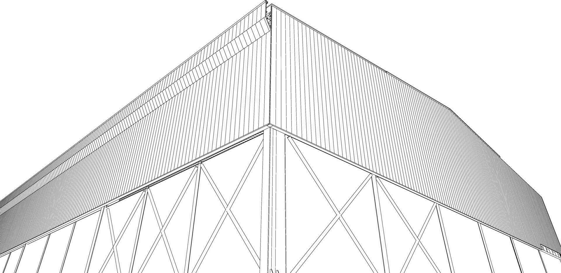 3d illustratie van industrieel gebouw vector