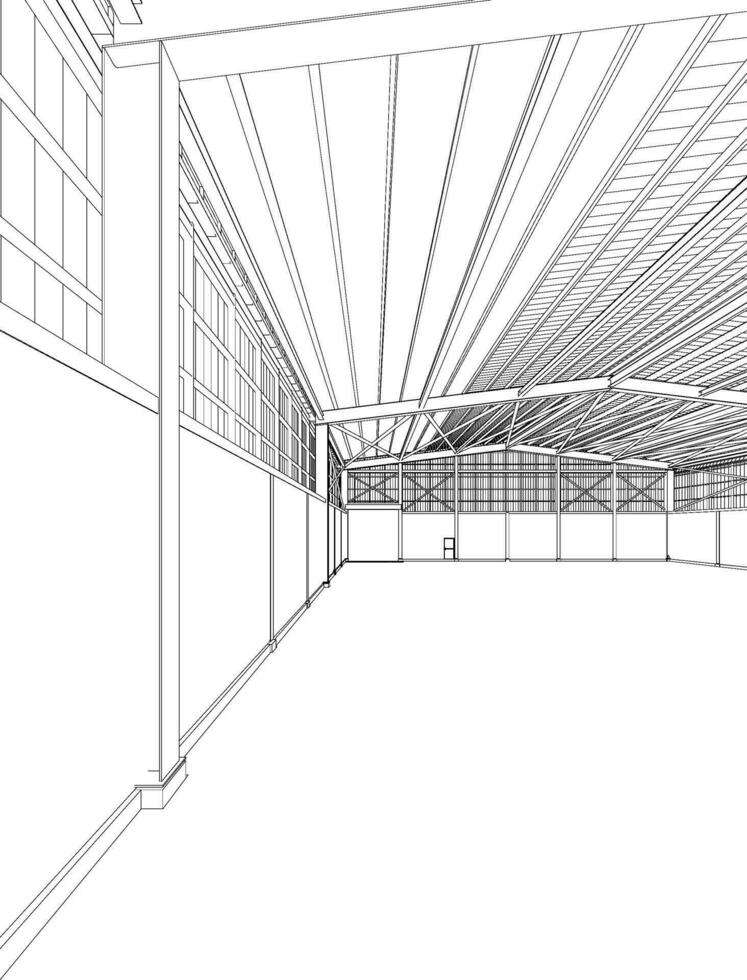 3d illustratie van industrieel gebouw vector