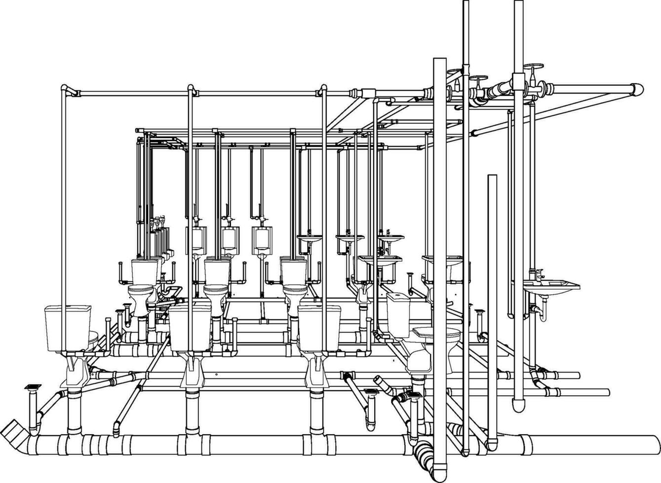 3d illustratie van gebouw leidingen vector